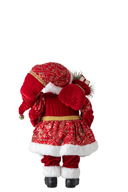 Kerstman middel – kunststof en stof, kerstrood, 60 cm