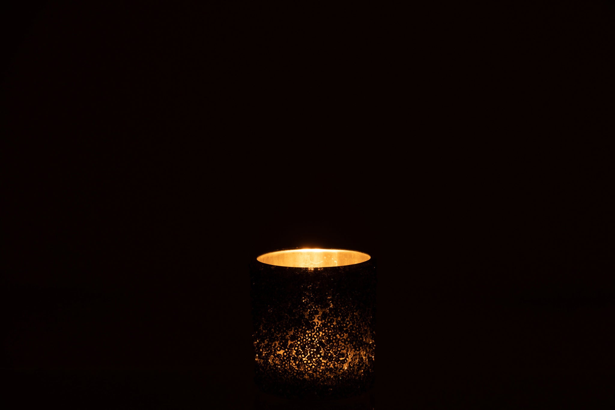 Tealight Holder Glitter Glass Smokey Grey Small