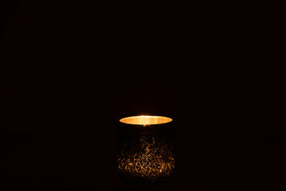 Tealight Holder Glitter Glass Smokey Grey Small