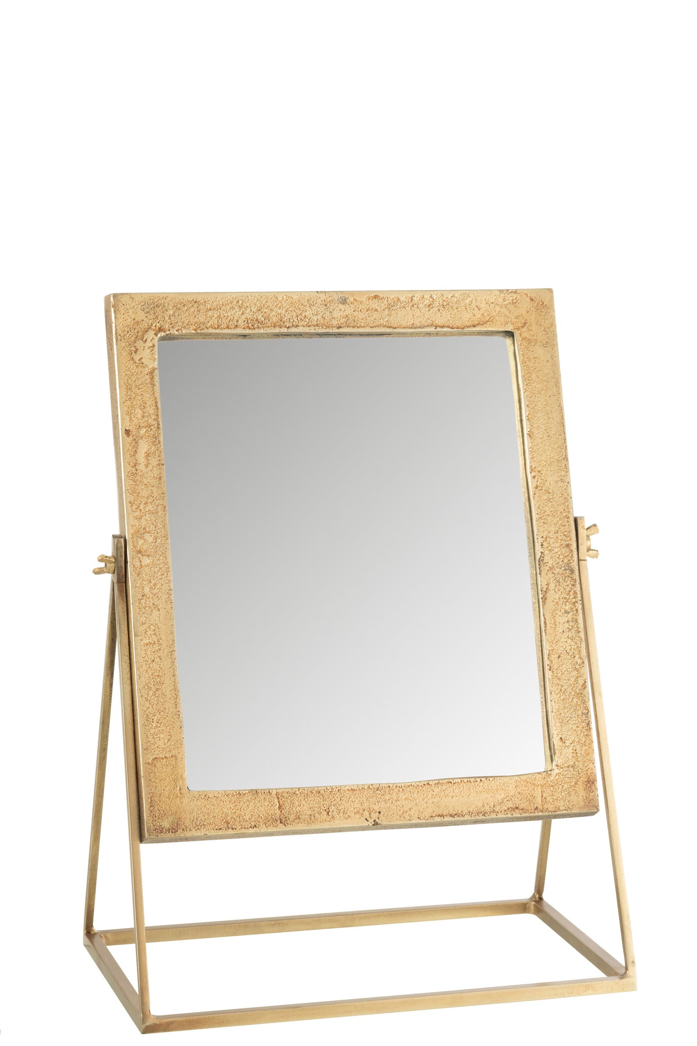 Mirror Square On Foot Metal Gold