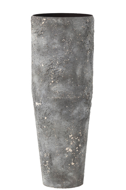 Vase Cylinder Rough Metal Gray