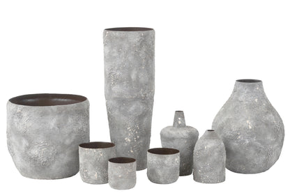 Vase Cylinder Rough Metal Gray