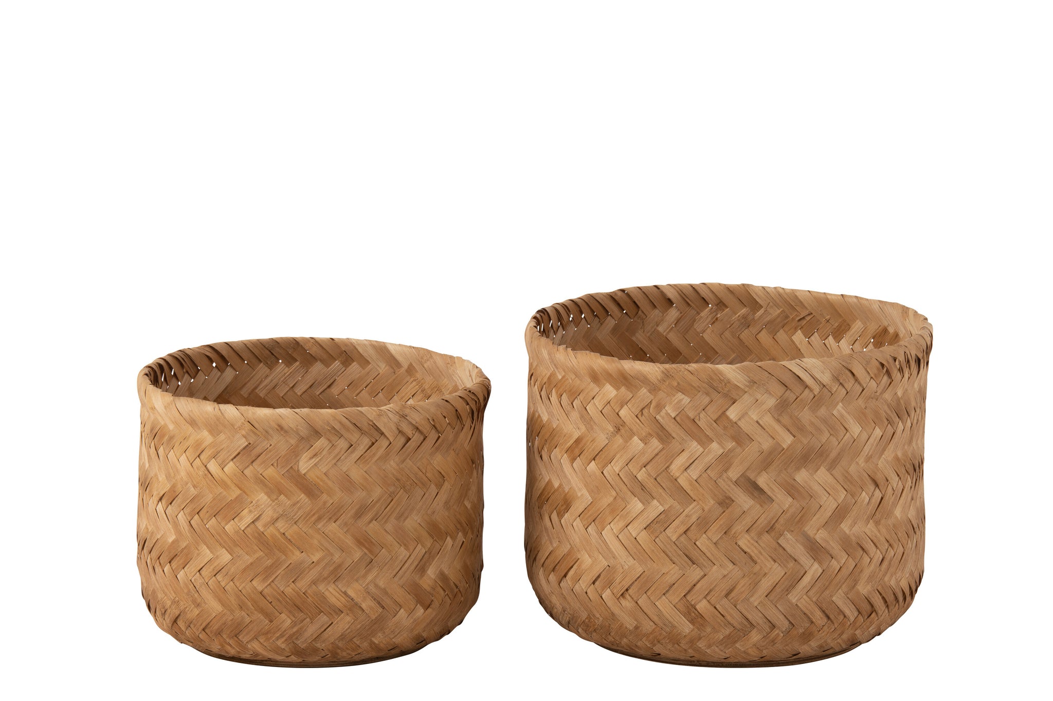 Set Of Two Basket Bamboo Natural