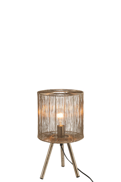 Table Lamp Metal Antique Brown Small