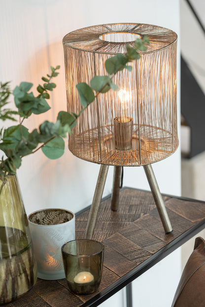 Table Lamp Metal Antique Brown Small