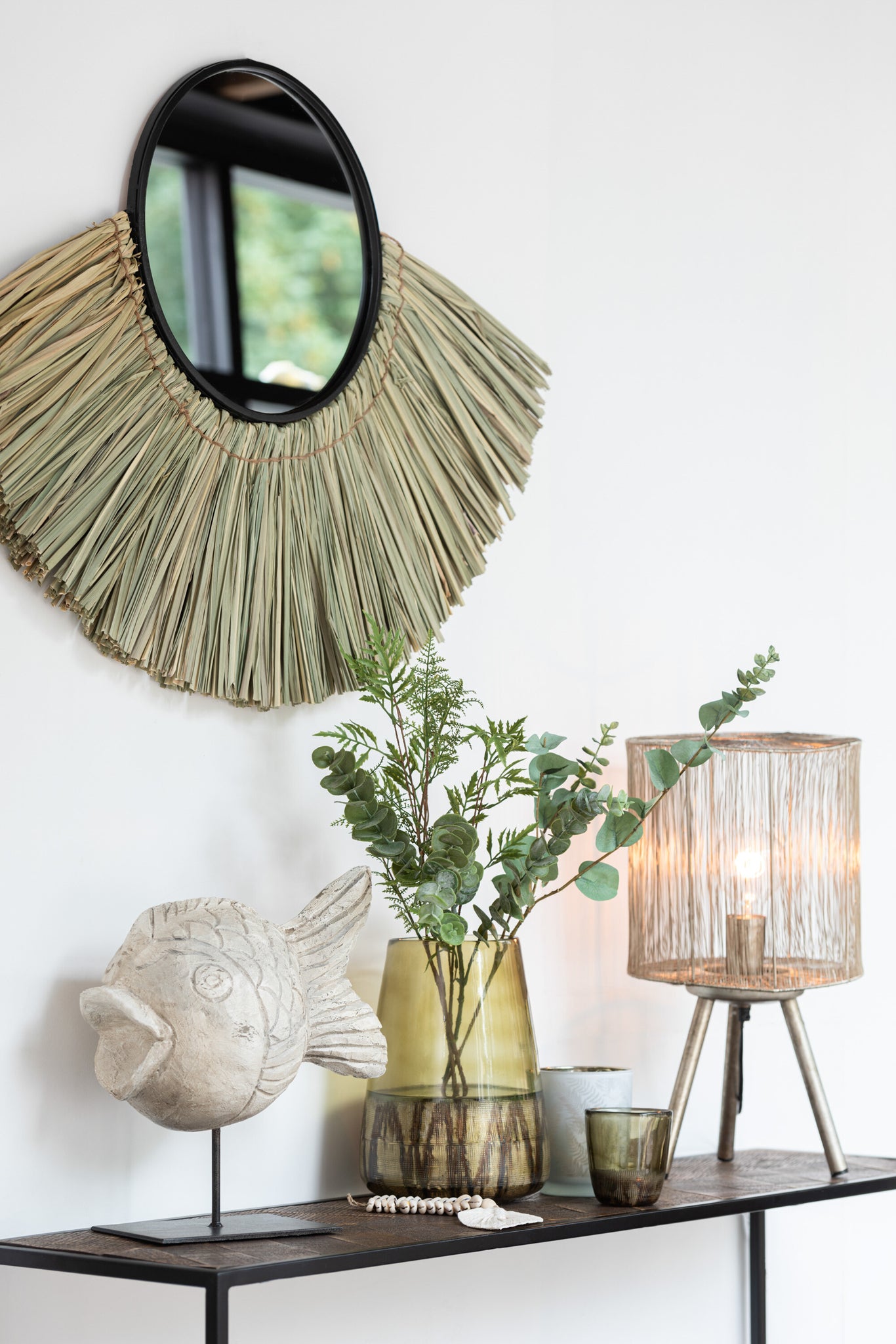 Table Lamp Metal Antique Brown Small