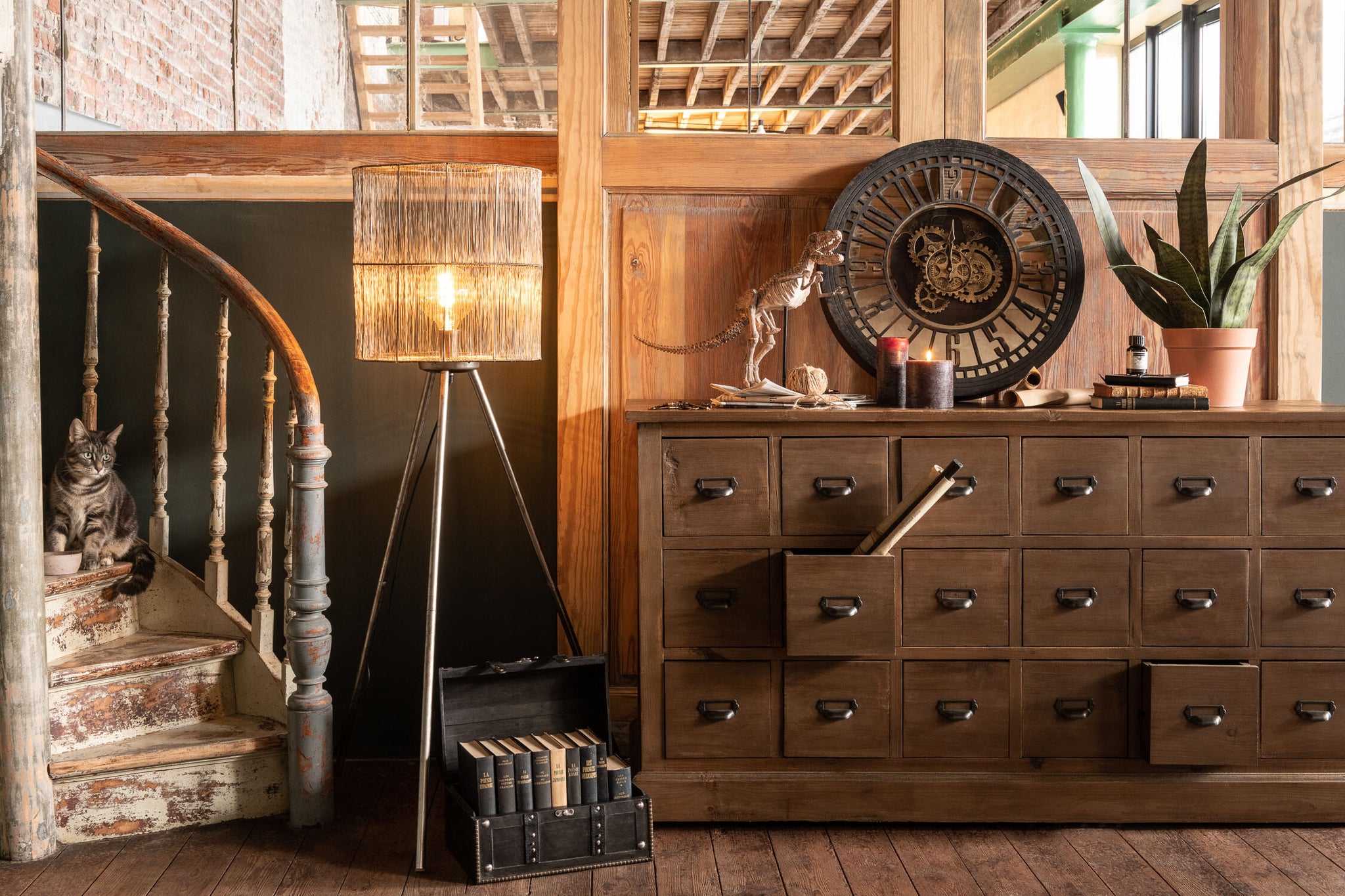 Standing Lamp Metal Antique Brown Large