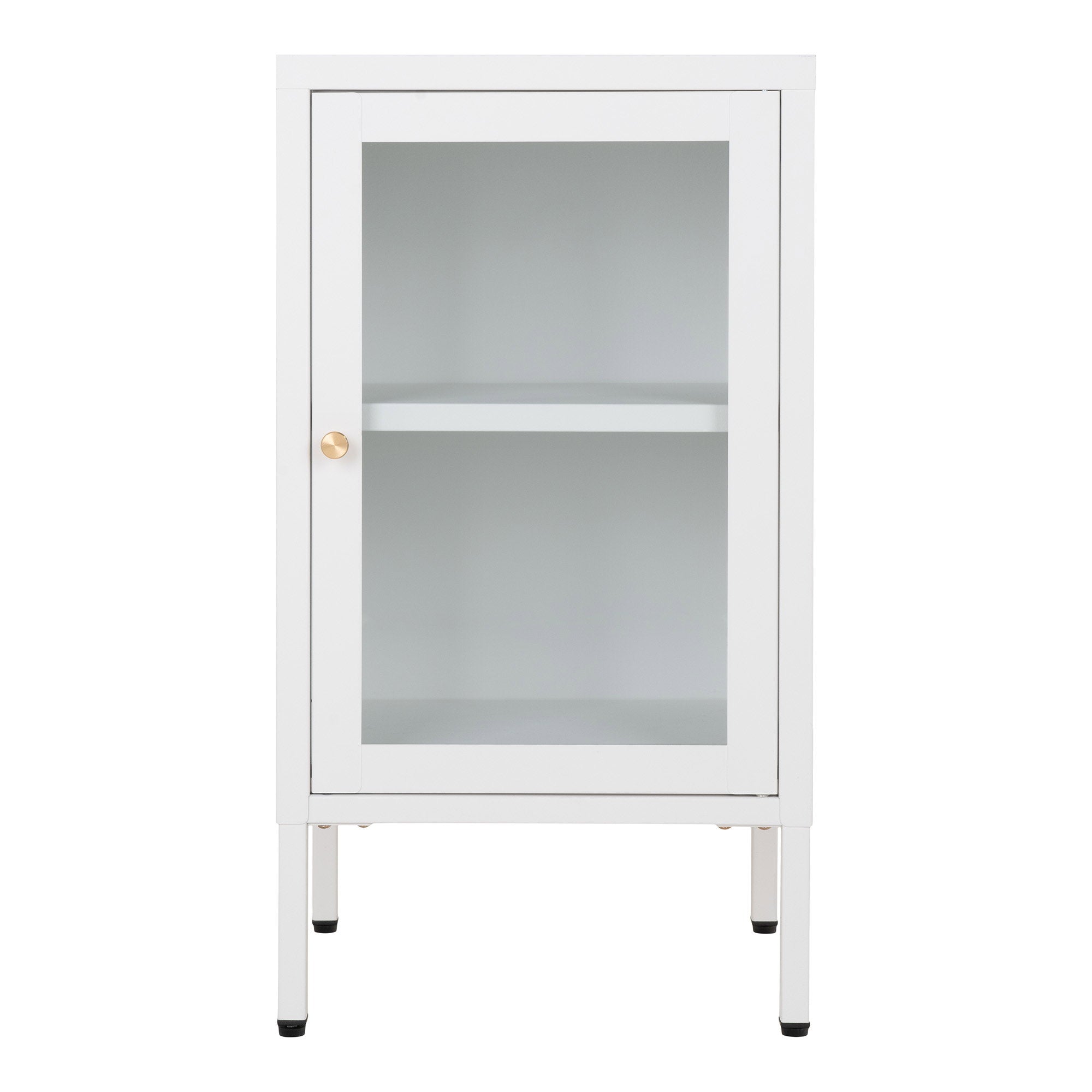 Dalby kast van staal in wit met glazen deur 38×35×70 cm