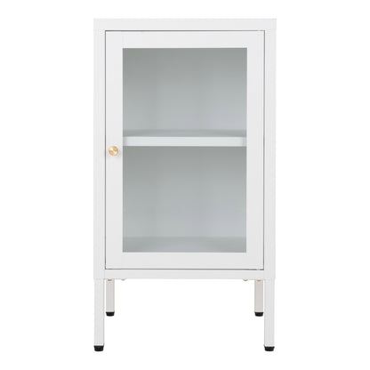 Dalby kast van staal in wit met glazen deur 38×35×70 cm