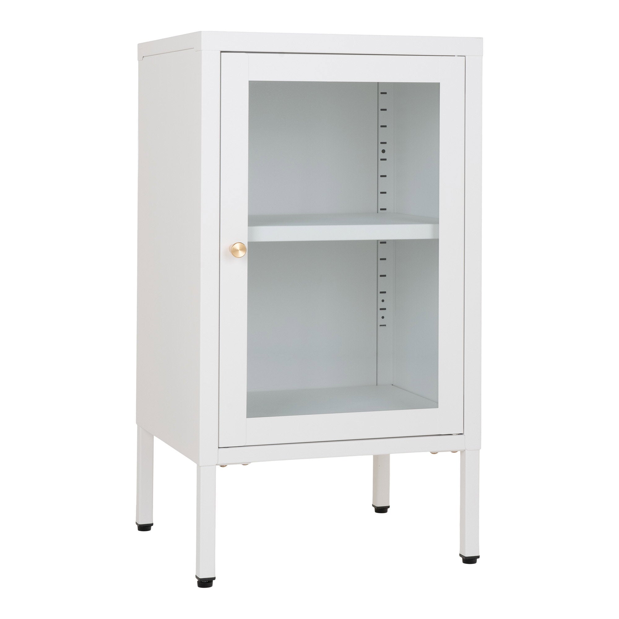 Dalby kast van staal in wit met glazen deur 38×35×70 cm