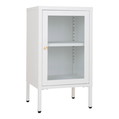 Dalby kast van staal in wit met glazen deur 38×35×70 cm