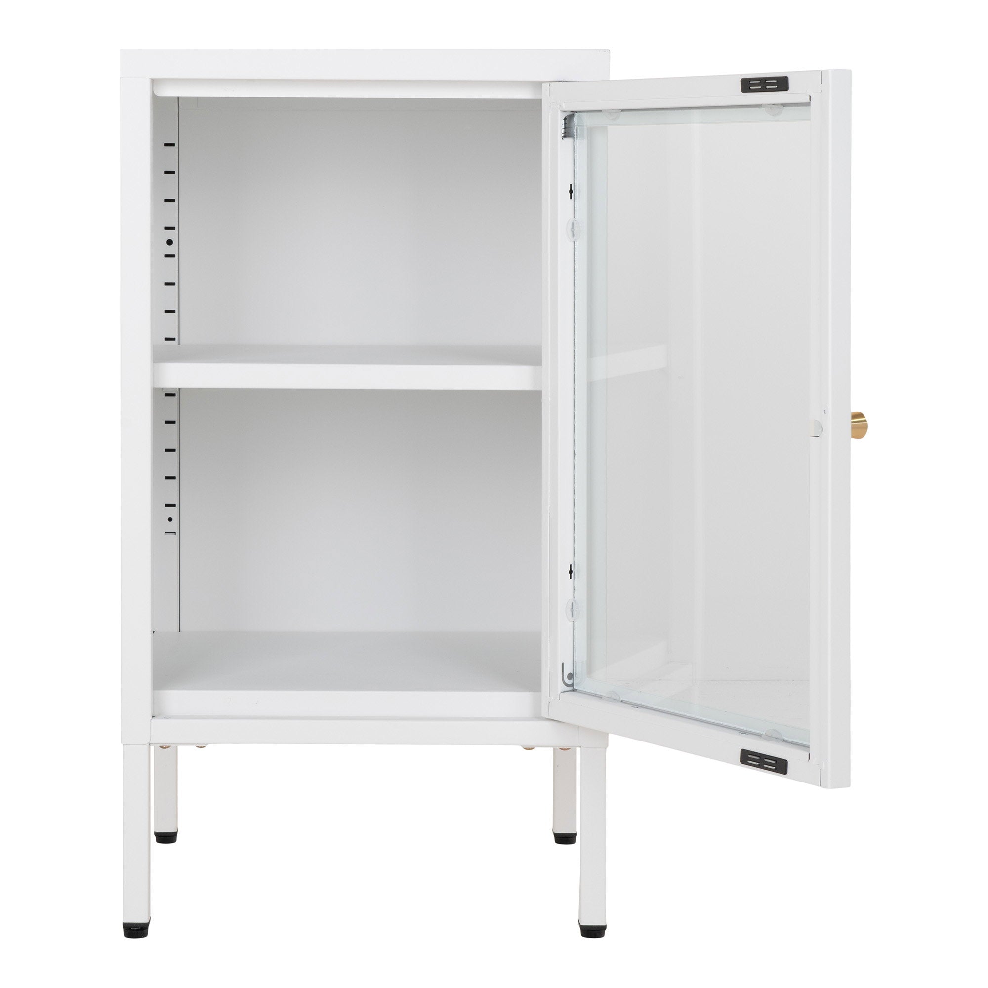 Dalby kast van staal in wit met glazen deur 38×35×70 cm