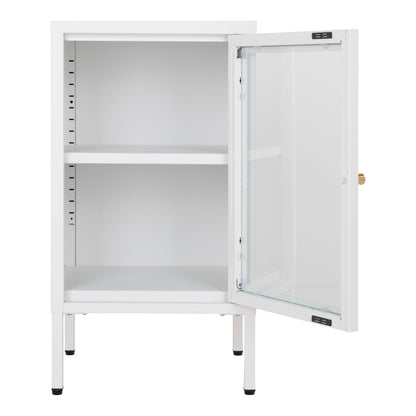 Dalby kast van staal in wit met glazen deur 38×35×70 cm