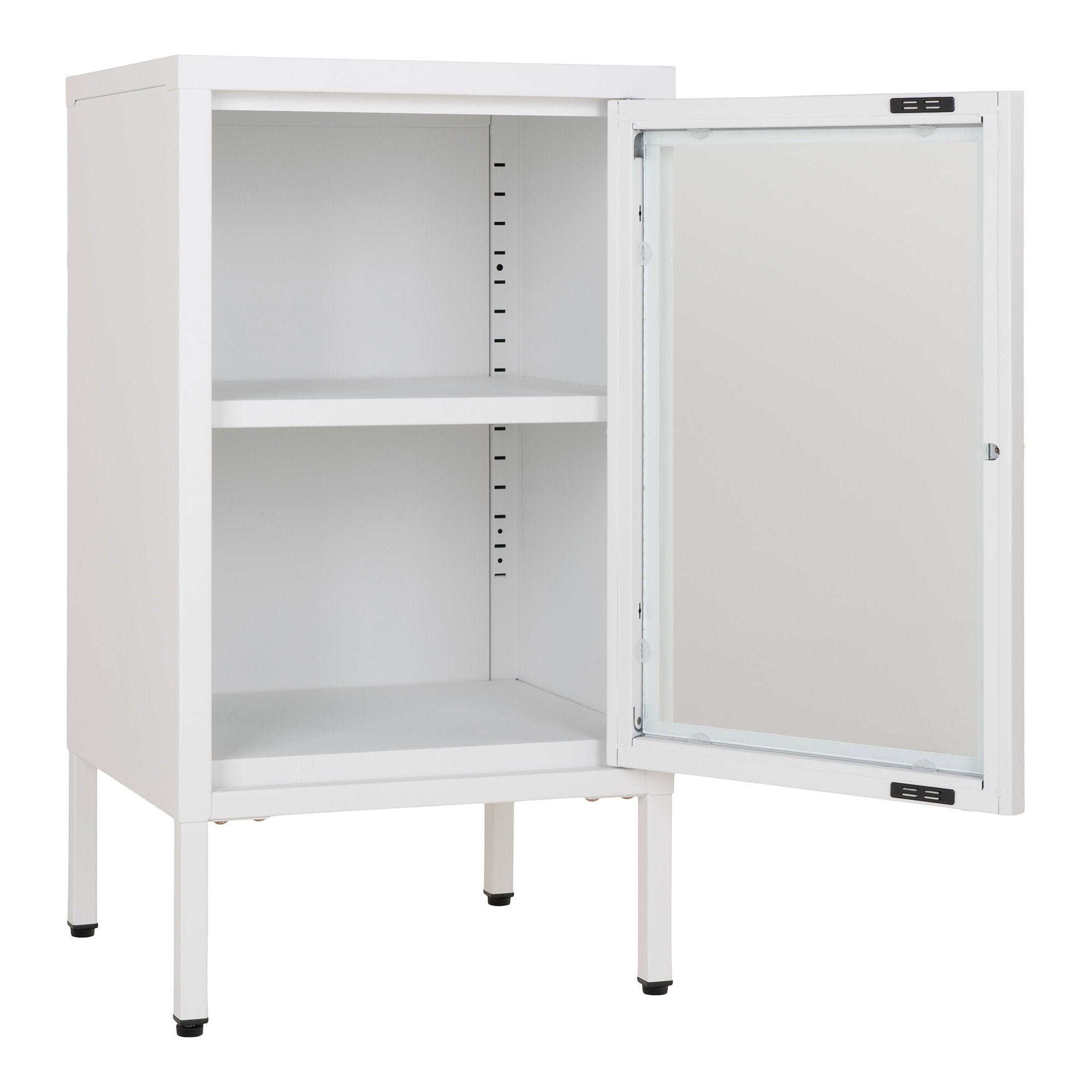 Dalby kast van staal in wit met glazen deur 38×35×70 cm