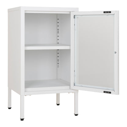 Dalby kast van staal in wit met glazen deur 38×35×70 cm