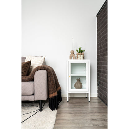 Dalby kast van staal in wit met glazen deur 38×35×70 cm