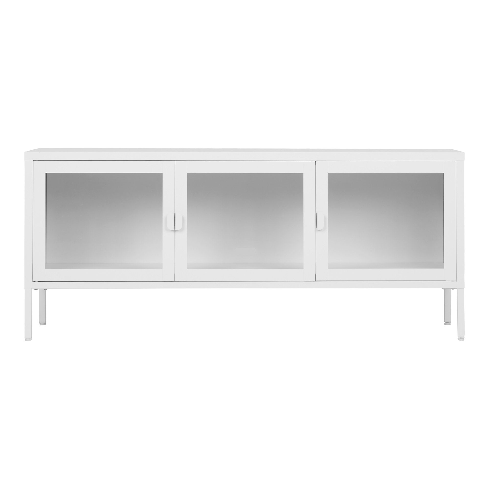 BRISBANE TV MEUBEL ZWART | GLAS EN STAAL 130 CM (3 DEUREN)