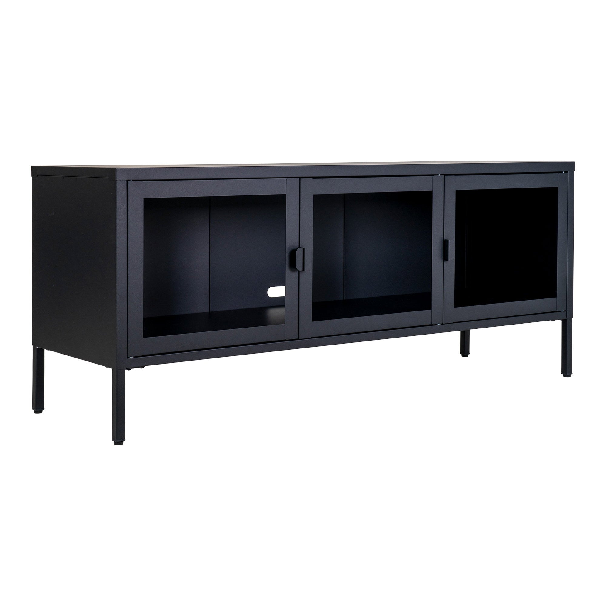 BRISBANE TV MEUBEL ZWART | GLAS EN STAAL 130 CM