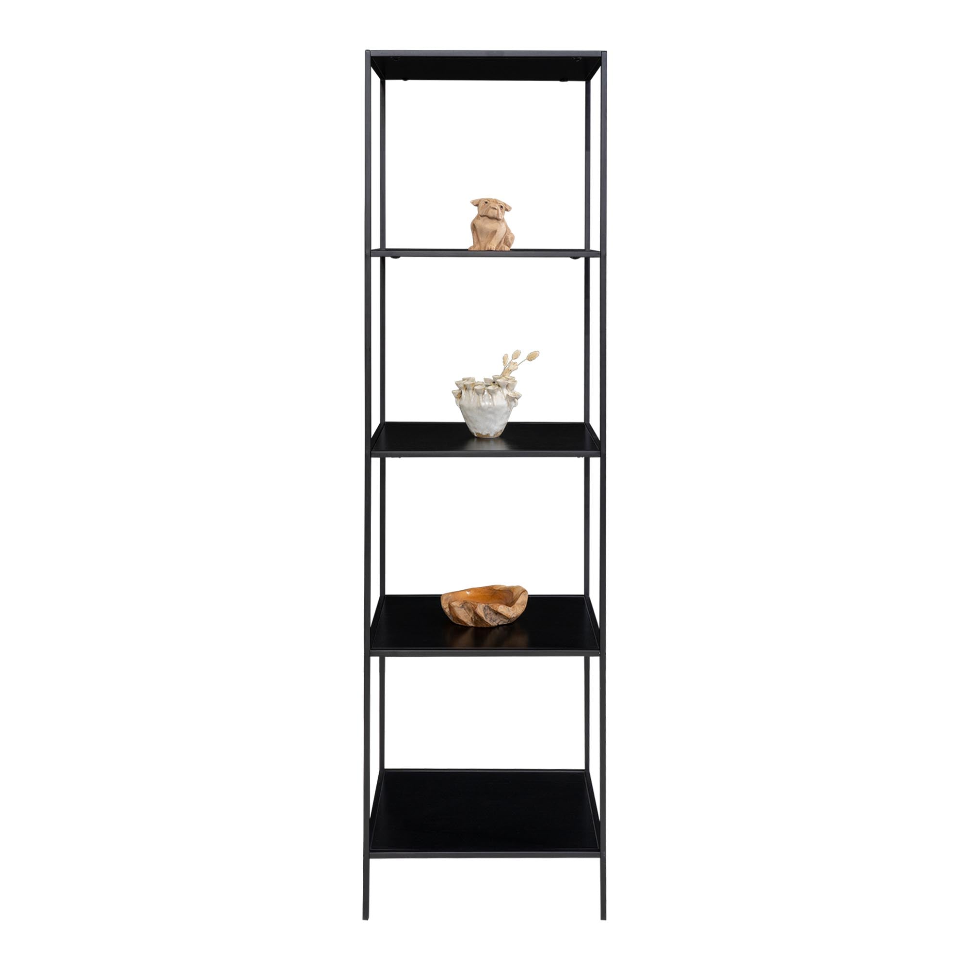 Vita kast met 5 planken in zwart met zwart frame