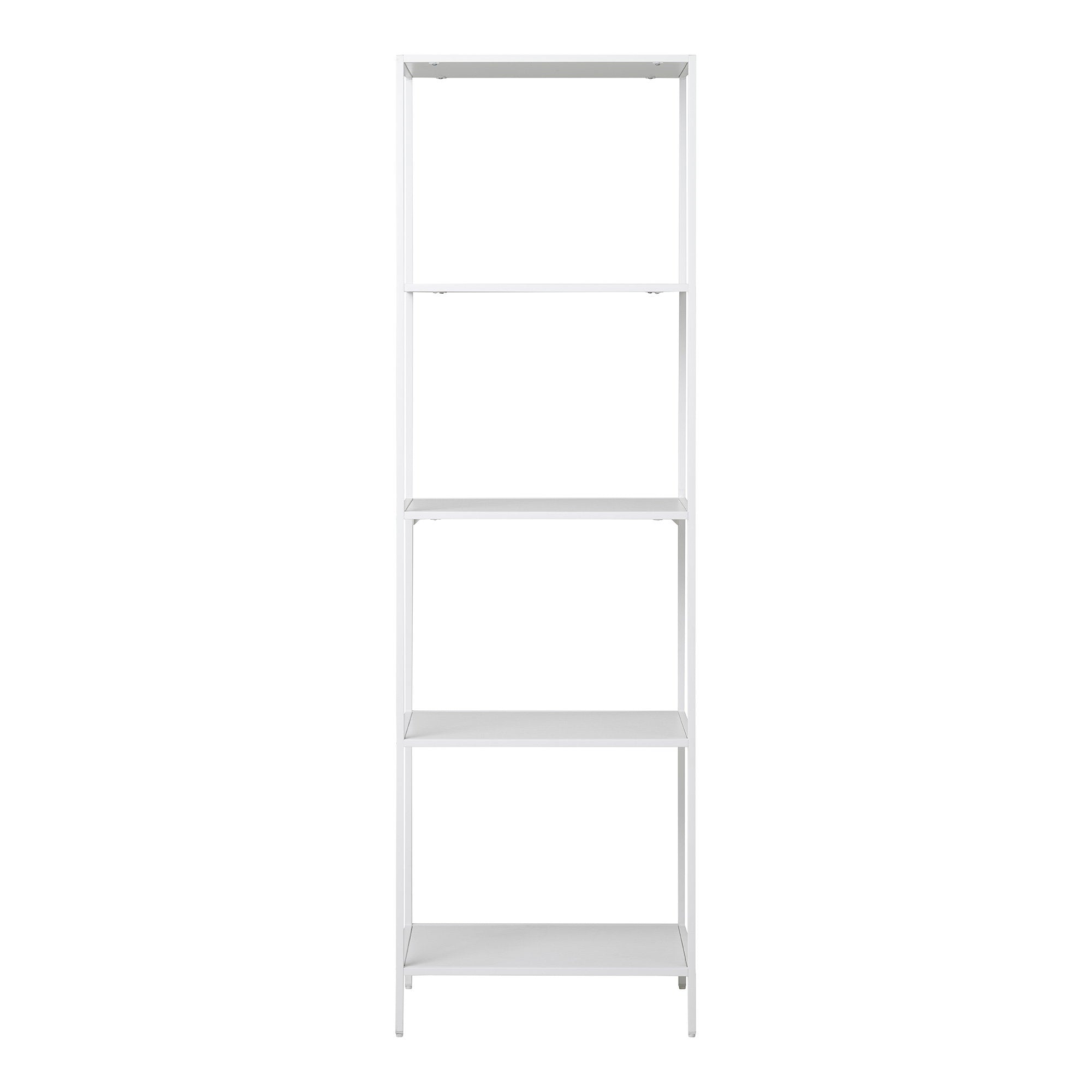 Vita kast met 5 planken in wit met wit frame