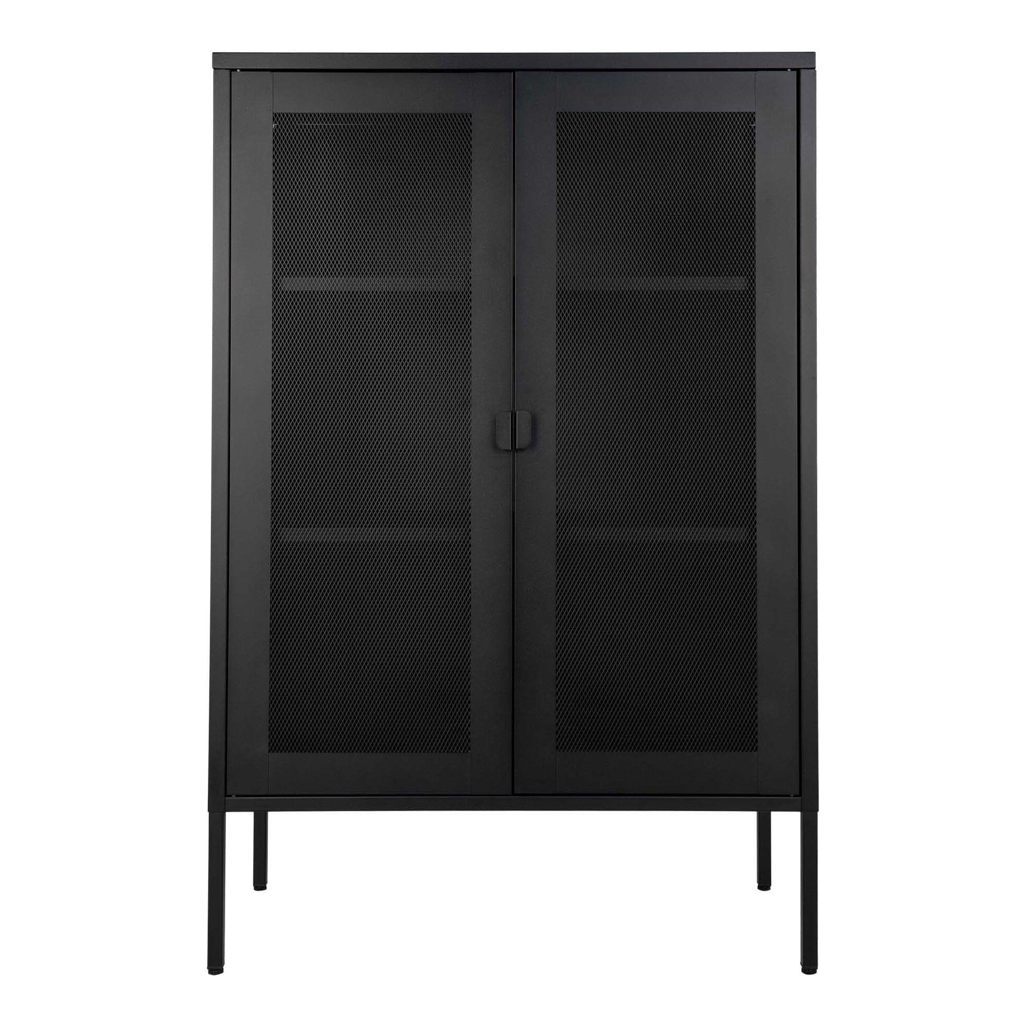 Melbourne kast van staal in zwart met 2 mesh deuren 80×40×120 cm
