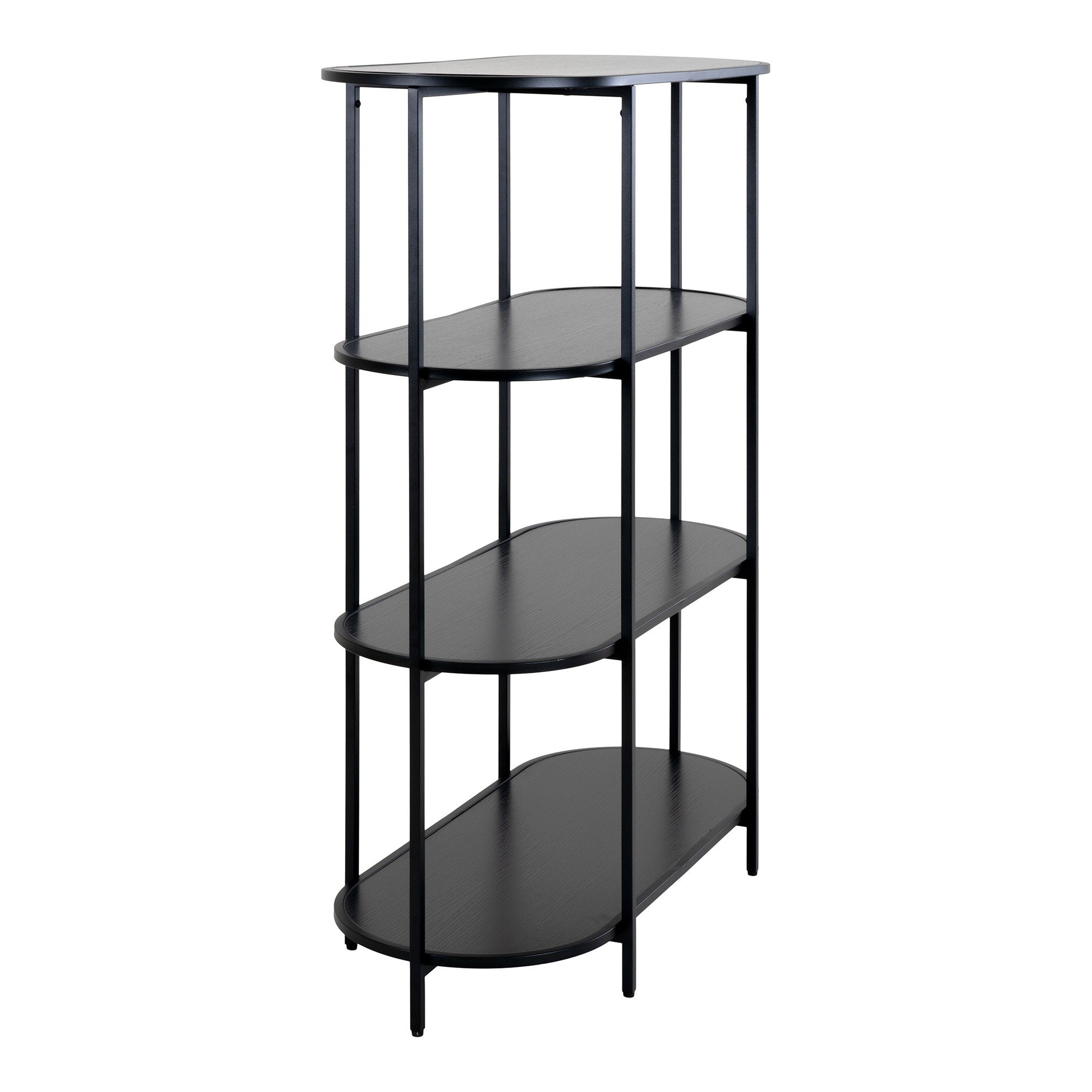 Vita kast met 4 planken in zwart met zwart frame