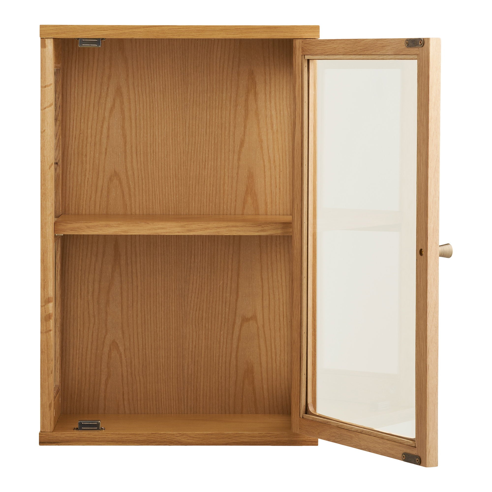 Zamora Wall Hanging Cabinet - Wall hanging cabinet, oak/oak veneer/tempered glass, natural 20x40x60 cm