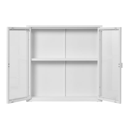 Brisbane Hanging Display Cabinet - Hanging Display Cabinet, 2 glass doors, steel, white 80x18x80 cm