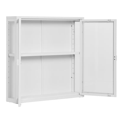 Brisbane Hanging Display Cabinet - Hanging Display Cabinet, 2 glass doors, steel, white 80x18x80 cm