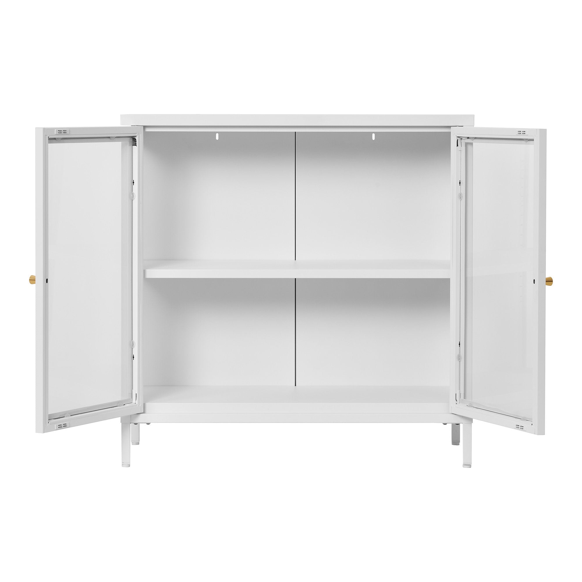 Dalby vitrinekast van staal in wit met 2 glazen deuren 80×35×80 cm