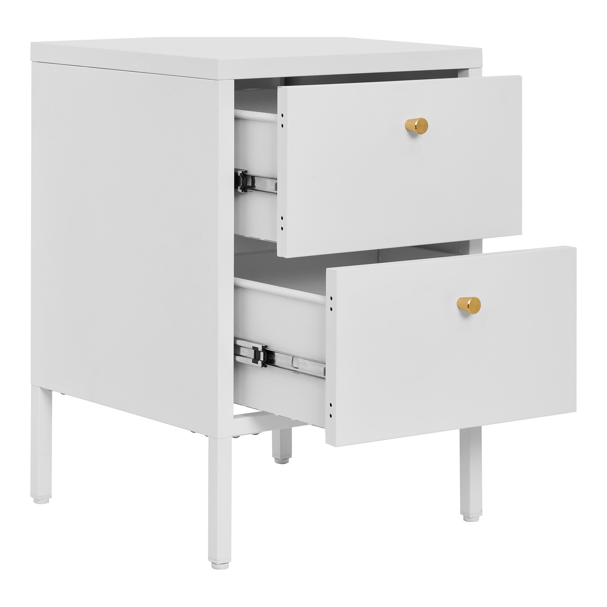 Dalby ladekast van staal in wit met 2 lades 40×40×59,5 cm