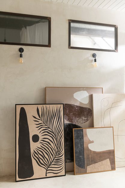 Frame Leaf Abstract Wood/Canvas Brown/Black