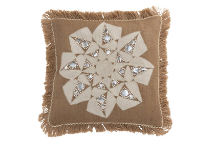 Cushion Flower Abstract Jute Natural/Beige