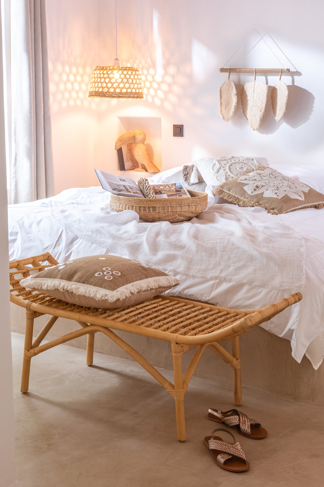 Cushion Mirrors In Corners Jute Natural/White