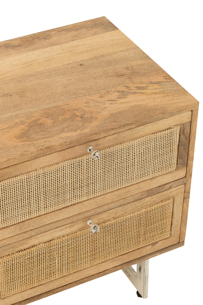 Bedside Table Weaving Wood Natural