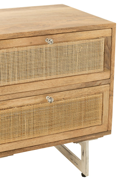 Bedside Table Weaving Wood Natural