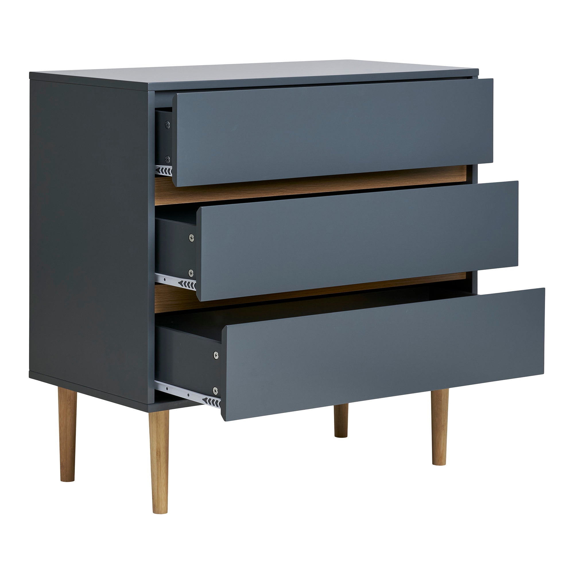 Bisley ladekast van hout in donkergrijs met 3 lades 80×40×80 cm