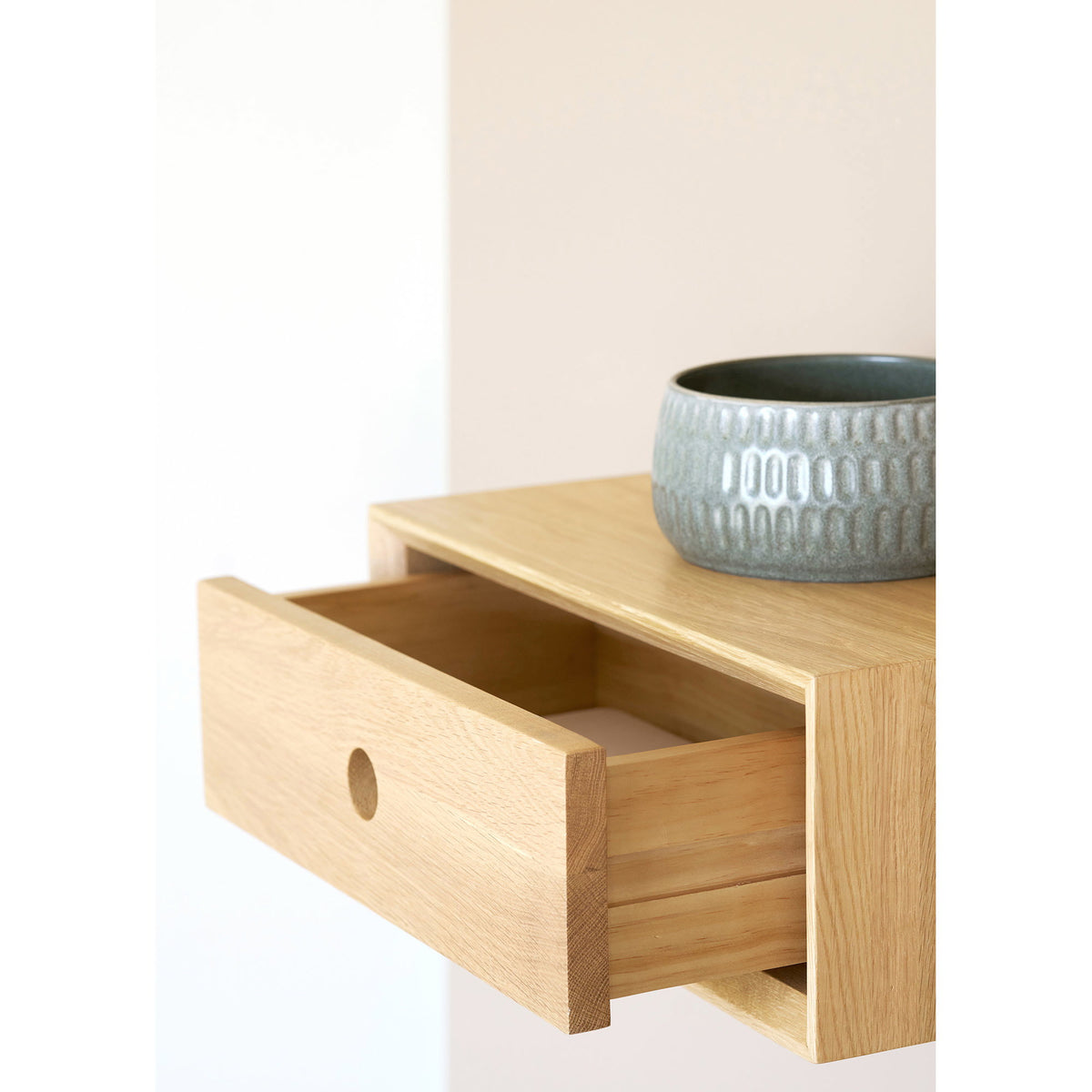 Luzern Wandkonsole - Wandkonsole, 1 Schublade, lackierte Eiche 40x25x15 cm