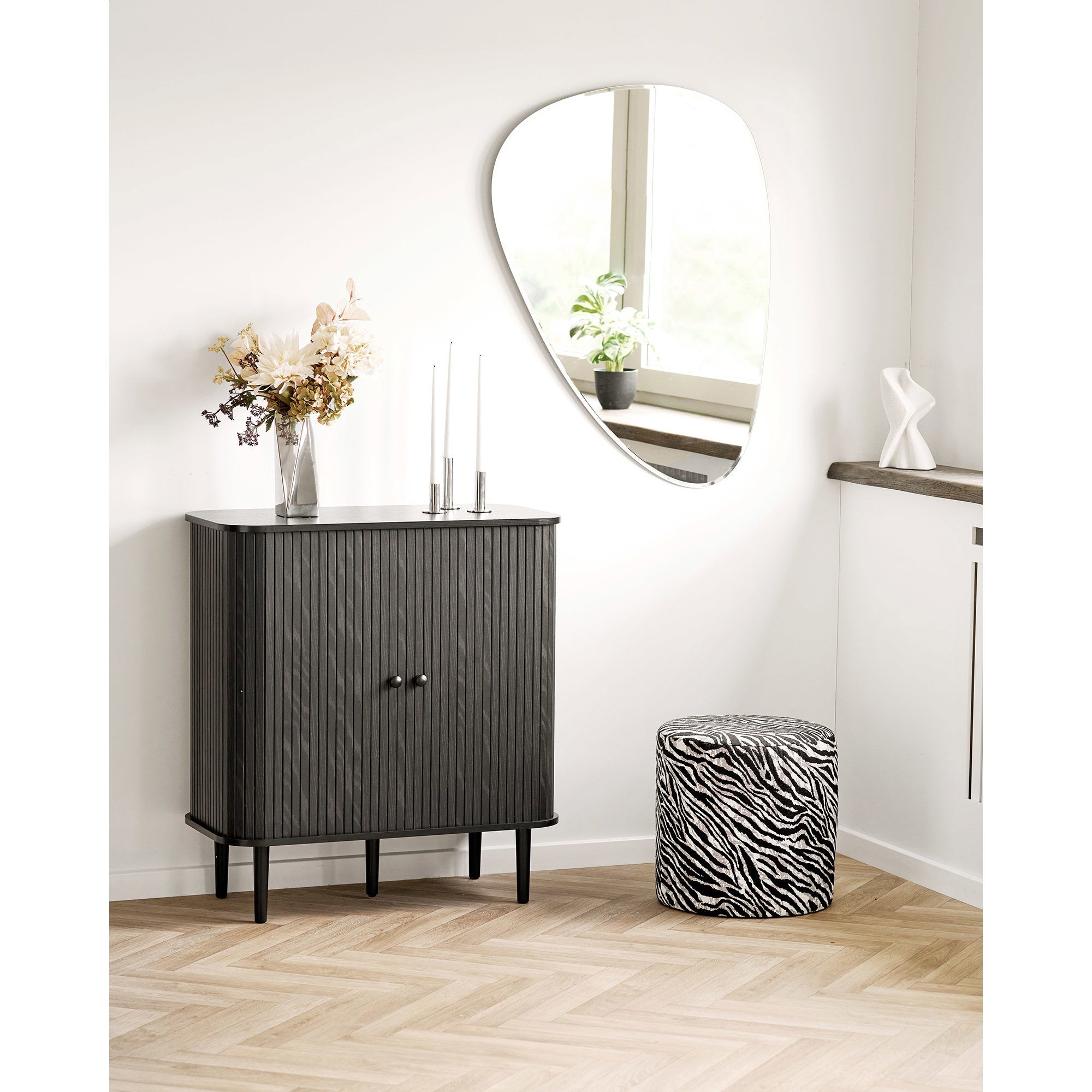 Nikko Sideboard - Sideboard, 2 Türen, schwarz 80x40x87 cm