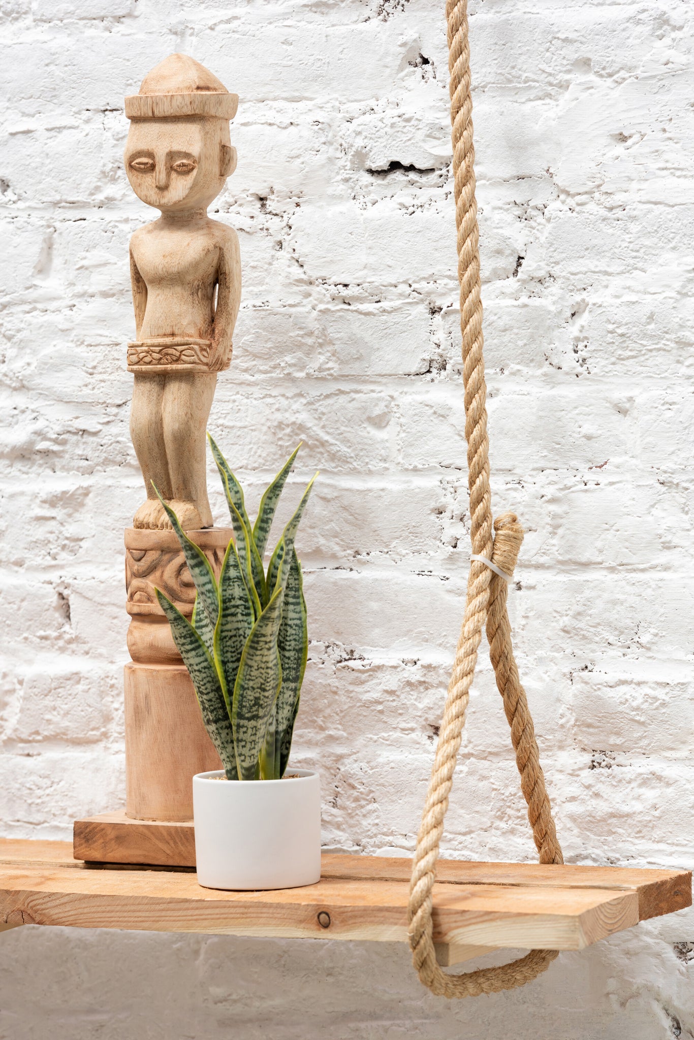 African Figure Standing Wood Natural Small