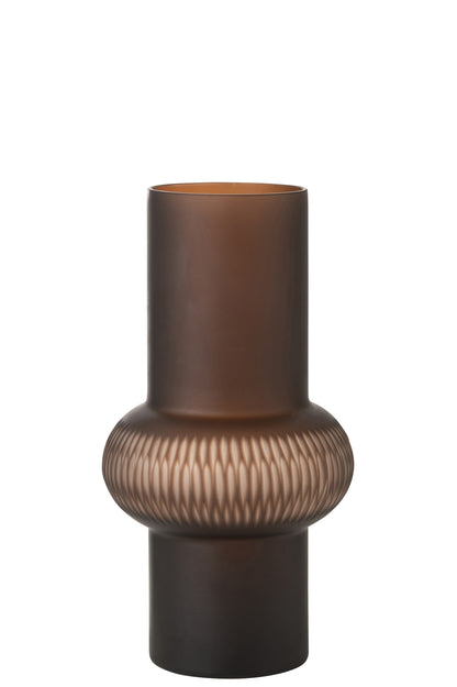 Vase Stripe Ball Glass Brown Small