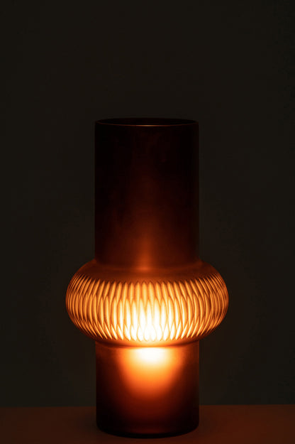 Vase Stripe Ball Glass Brown Small