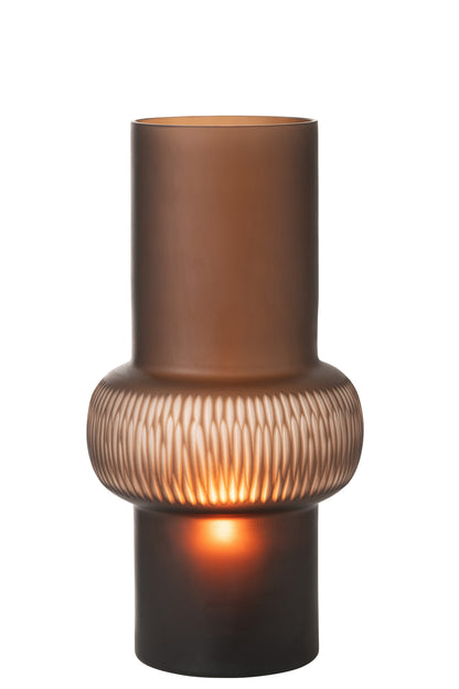 Vase Stripe Ball Glass Brown Large