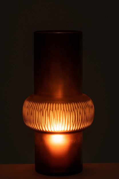 Vase Stripe Ball Glass Brown Large