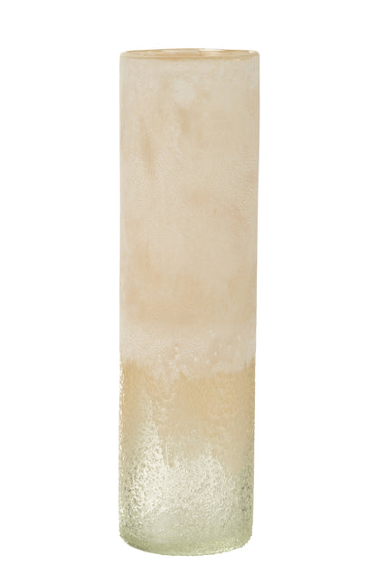 Vase Cylinder Glass Beige Large