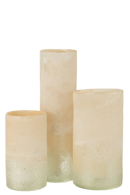 Vase Cylinder Glass Beige Large