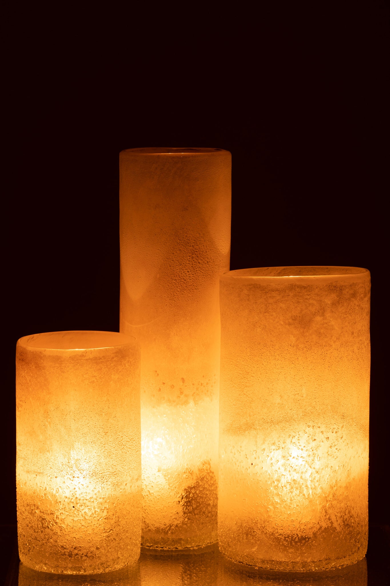 Vase Cylinder Glass Beige Large