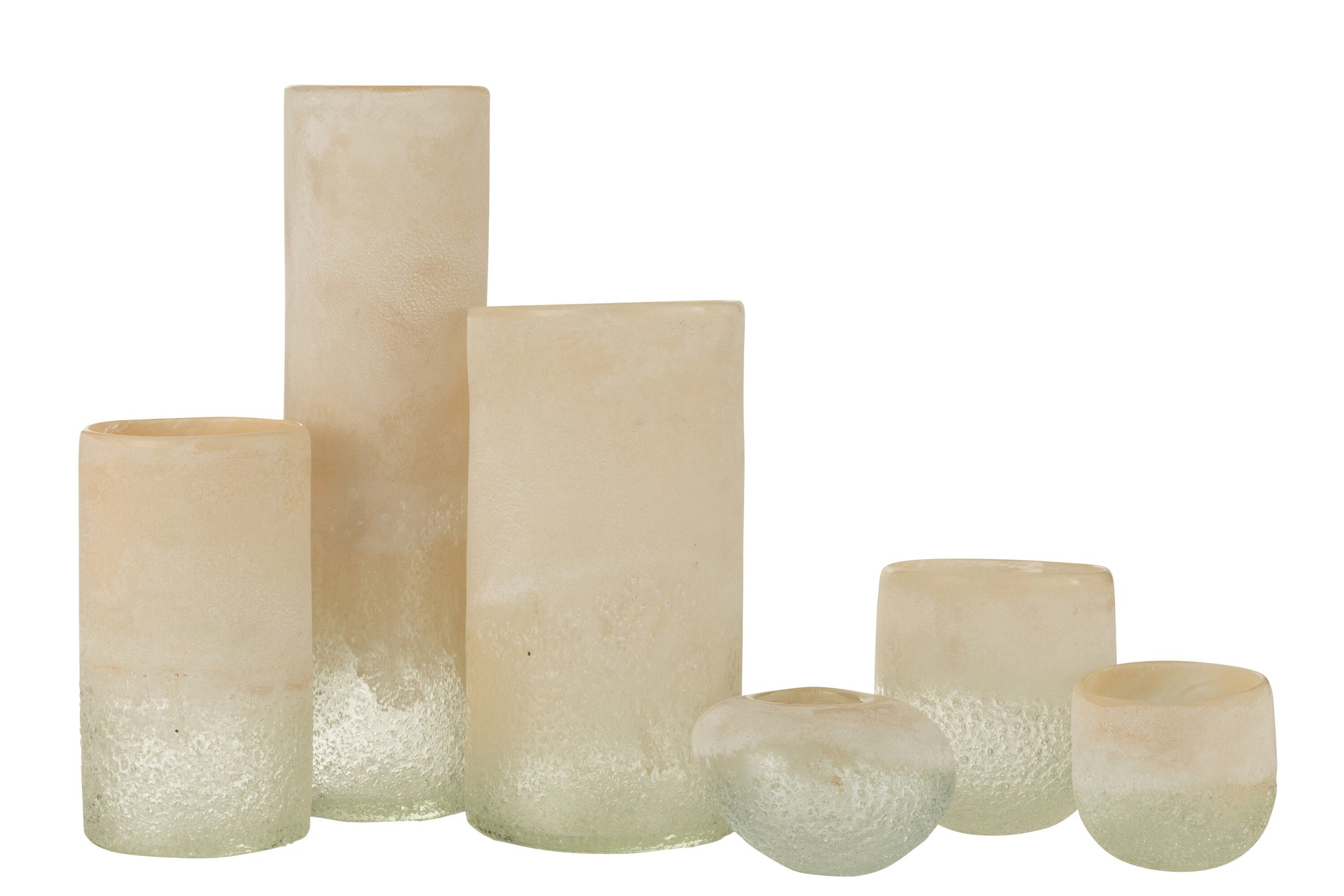 Vase Cylinder Glass Beige Large