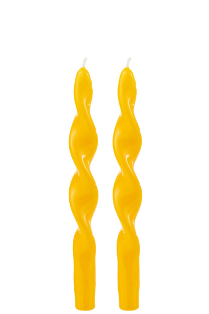Box 2 Candle Twisted Yellow-3H