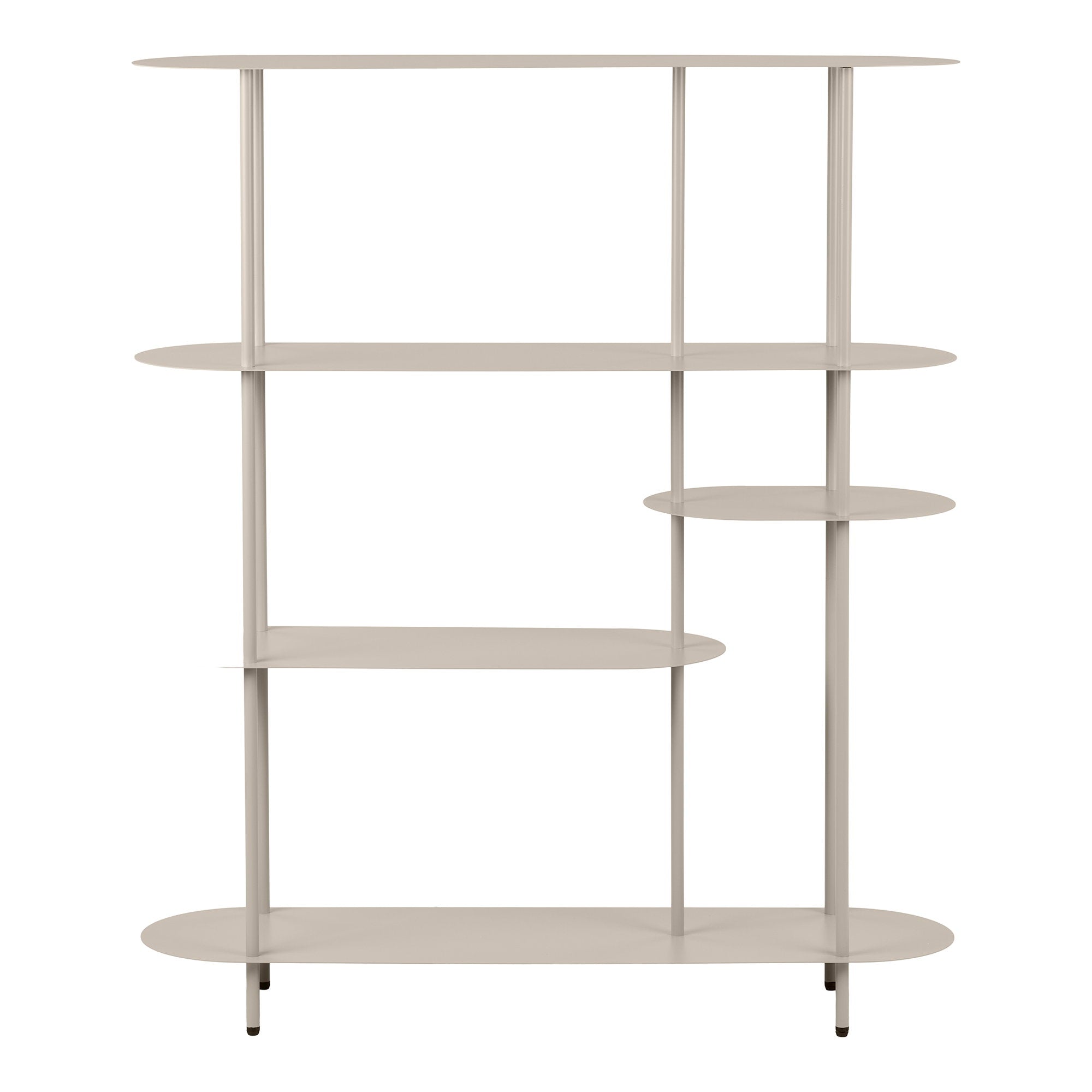 Rieti Shelving Unit - Shelving unit, 5 shelves, asymmetrical, metal, sand 31x118x139 cm